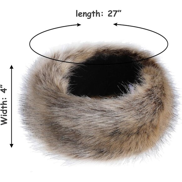 Women's  Faux Fur Headband with Elastic for Women's Winter Earwarmer Earmuff - Picture 2 of 6